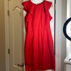J. Crew Red Dress with Flutter Sleeves
